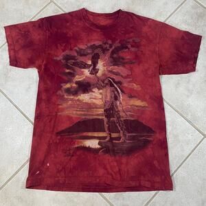 Vintage 1997 Native American Eagle Mountain Lake Big Print Tee Size Large